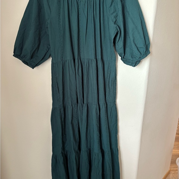 Universal Thread Teal Puff Sleeve Tiered Midi Dress | Size L | 100% Cotton - Picture 5 of 6